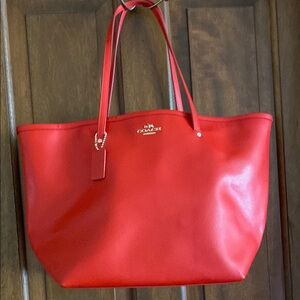 Coach Red Classic Leather Travel Tote Comes with original box. Worn once.